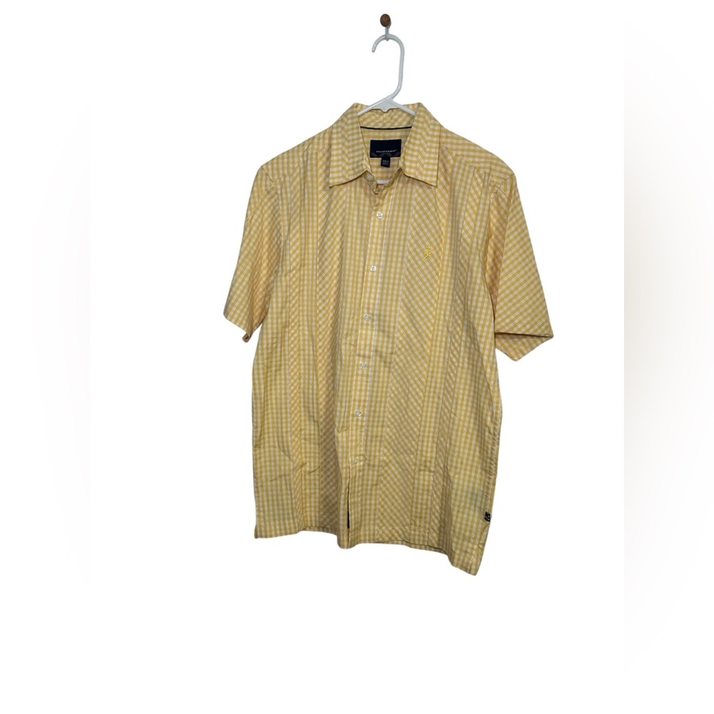 Men’s Phat Farm Yellow Plaid Button-Down Short Sleeve Shirt - Size Medium
